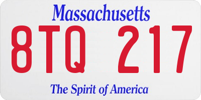 MA license plate 8TQ217
