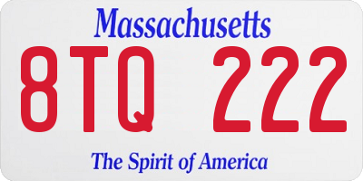 MA license plate 8TQ222