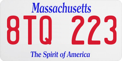 MA license plate 8TQ223