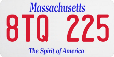 MA license plate 8TQ225