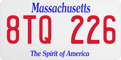 MA license plate 8TQ226