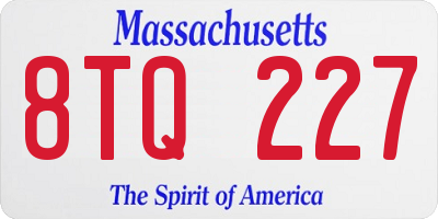 MA license plate 8TQ227