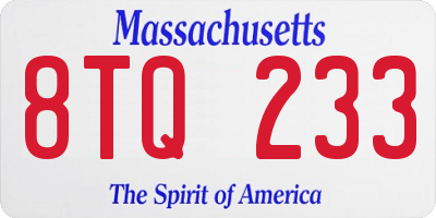 MA license plate 8TQ233