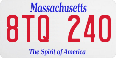 MA license plate 8TQ240