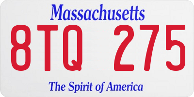 MA license plate 8TQ275