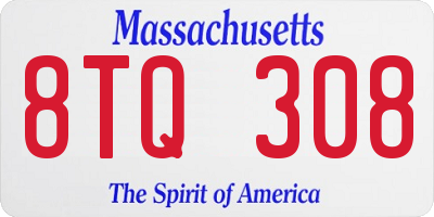 MA license plate 8TQ308