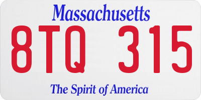 MA license plate 8TQ315