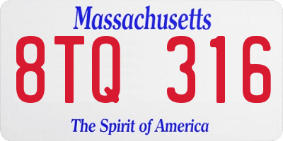 MA license plate 8TQ316