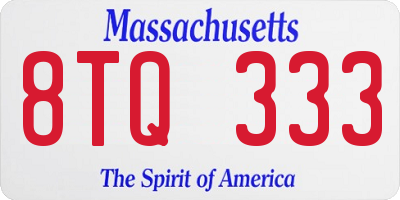 MA license plate 8TQ333