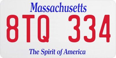 MA license plate 8TQ334