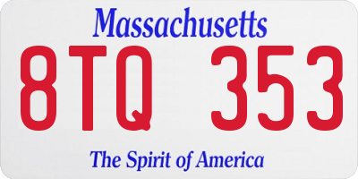 MA license plate 8TQ353