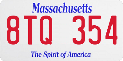 MA license plate 8TQ354