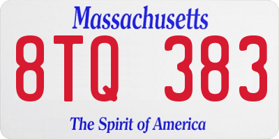 MA license plate 8TQ383