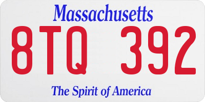 MA license plate 8TQ392