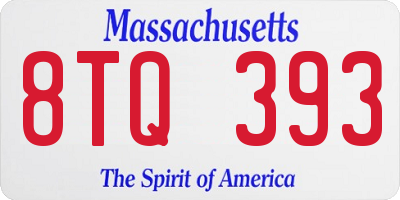 MA license plate 8TQ393