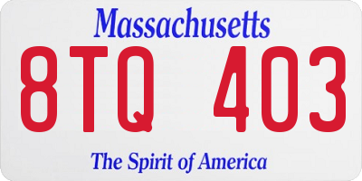 MA license plate 8TQ403