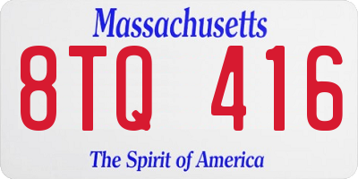 MA license plate 8TQ416
