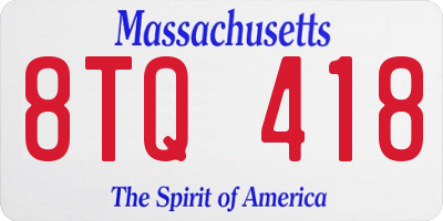 MA license plate 8TQ418