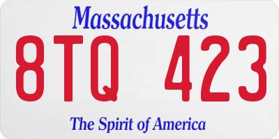 MA license plate 8TQ423