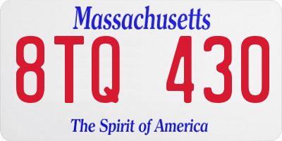 MA license plate 8TQ430