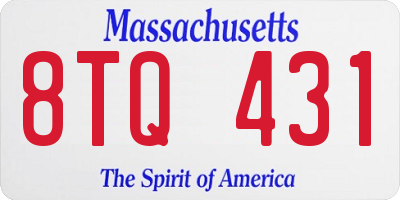 MA license plate 8TQ431