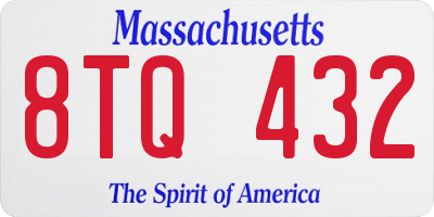MA license plate 8TQ432