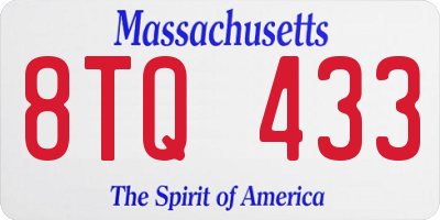 MA license plate 8TQ433