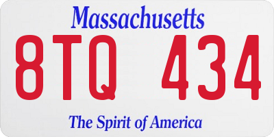 MA license plate 8TQ434