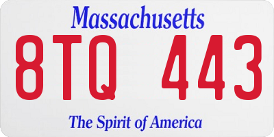 MA license plate 8TQ443