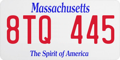 MA license plate 8TQ445