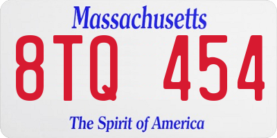 MA license plate 8TQ454