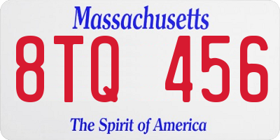 MA license plate 8TQ456