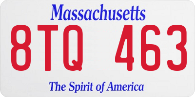 MA license plate 8TQ463