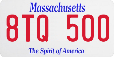 MA license plate 8TQ500