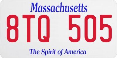 MA license plate 8TQ505