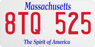 MA license plate 8TQ525