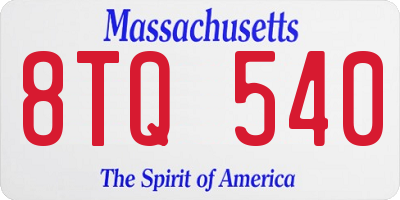 MA license plate 8TQ540