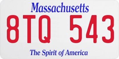 MA license plate 8TQ543