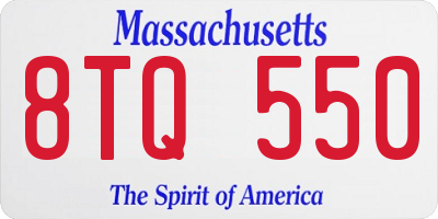 MA license plate 8TQ550