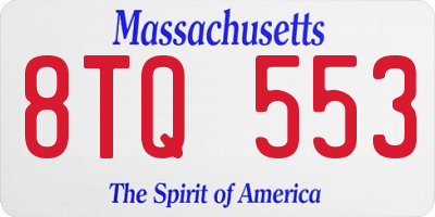 MA license plate 8TQ553