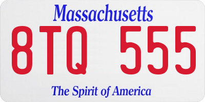 MA license plate 8TQ555