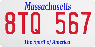 MA license plate 8TQ567