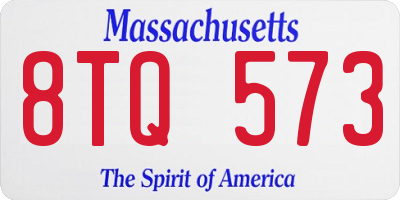 MA license plate 8TQ573