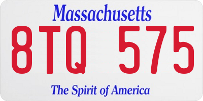 MA license plate 8TQ575