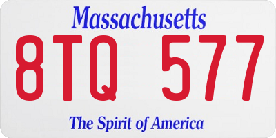 MA license plate 8TQ577