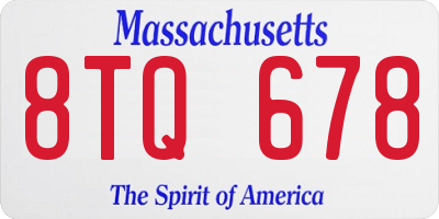 MA license plate 8TQ678