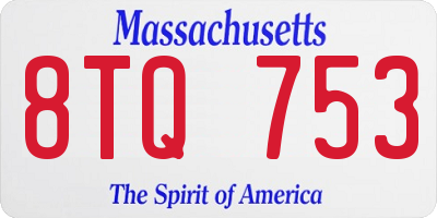 MA license plate 8TQ753
