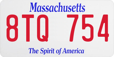 MA license plate 8TQ754