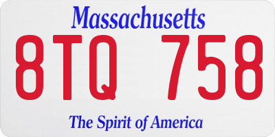 MA license plate 8TQ758