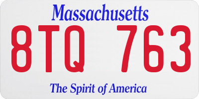MA license plate 8TQ763